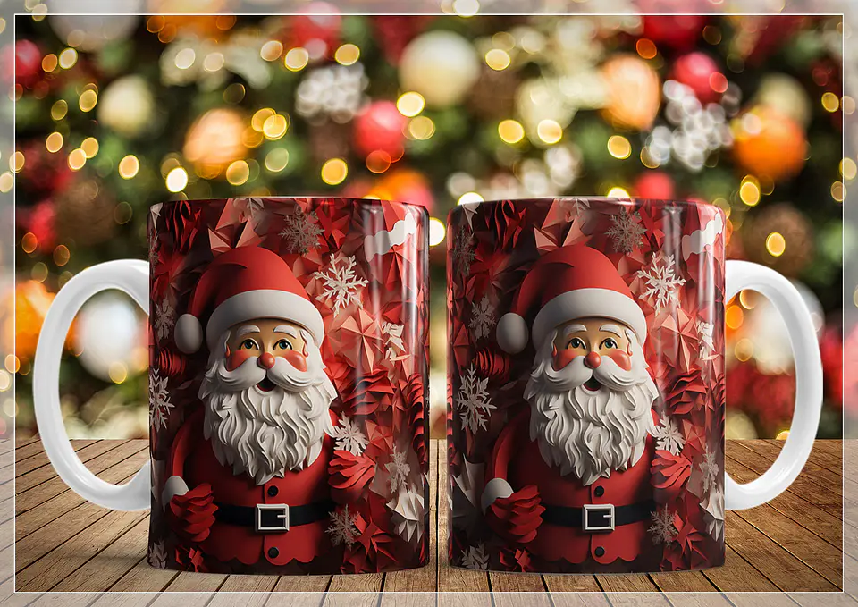34 Artes para Caneca Natal Papai Noel 3D Arquivo em Jpg   14