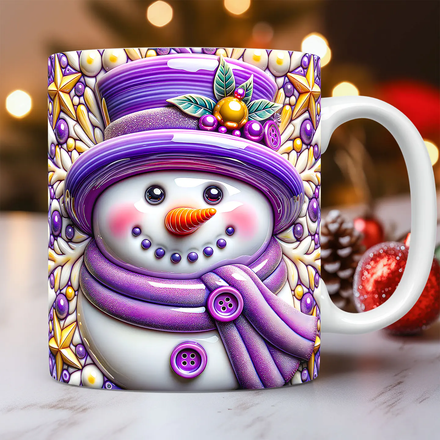 30 Artes para Caneca Bonecos de Neve Inflados 3D Arquivo em Jpg  3