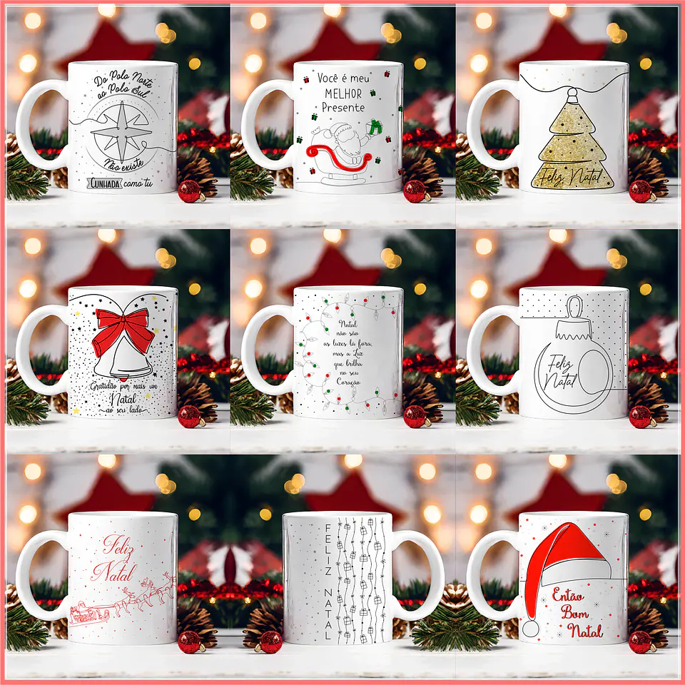 30 Artes para Caneca Natal em Linhas Arquivo em Jpg 2