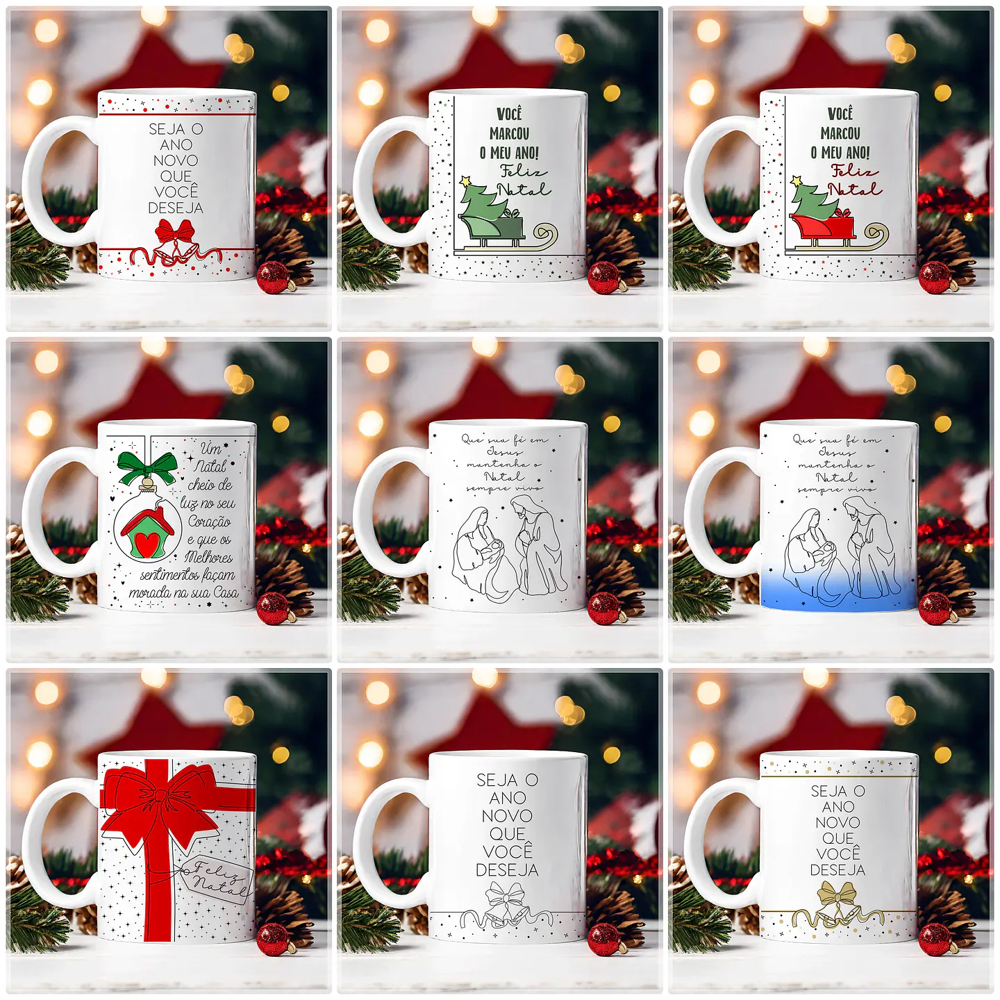 30 Artes para Caneca Natal em Linhas Arquivo em Jpg 1