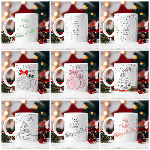 30 Artes para Caneca Natal em Linhas Arquivo em Jpg