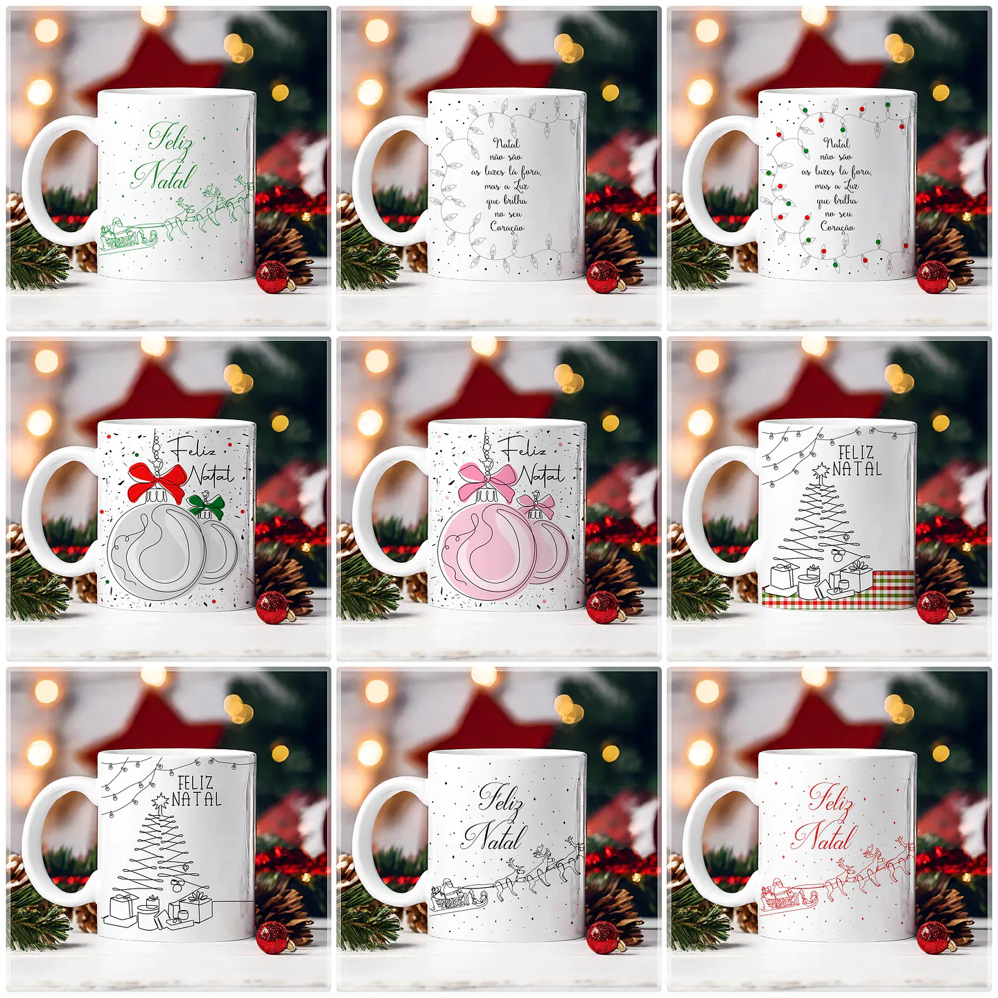 30 Artes para Caneca Natal em Linhas Arquivo em Jpg 3