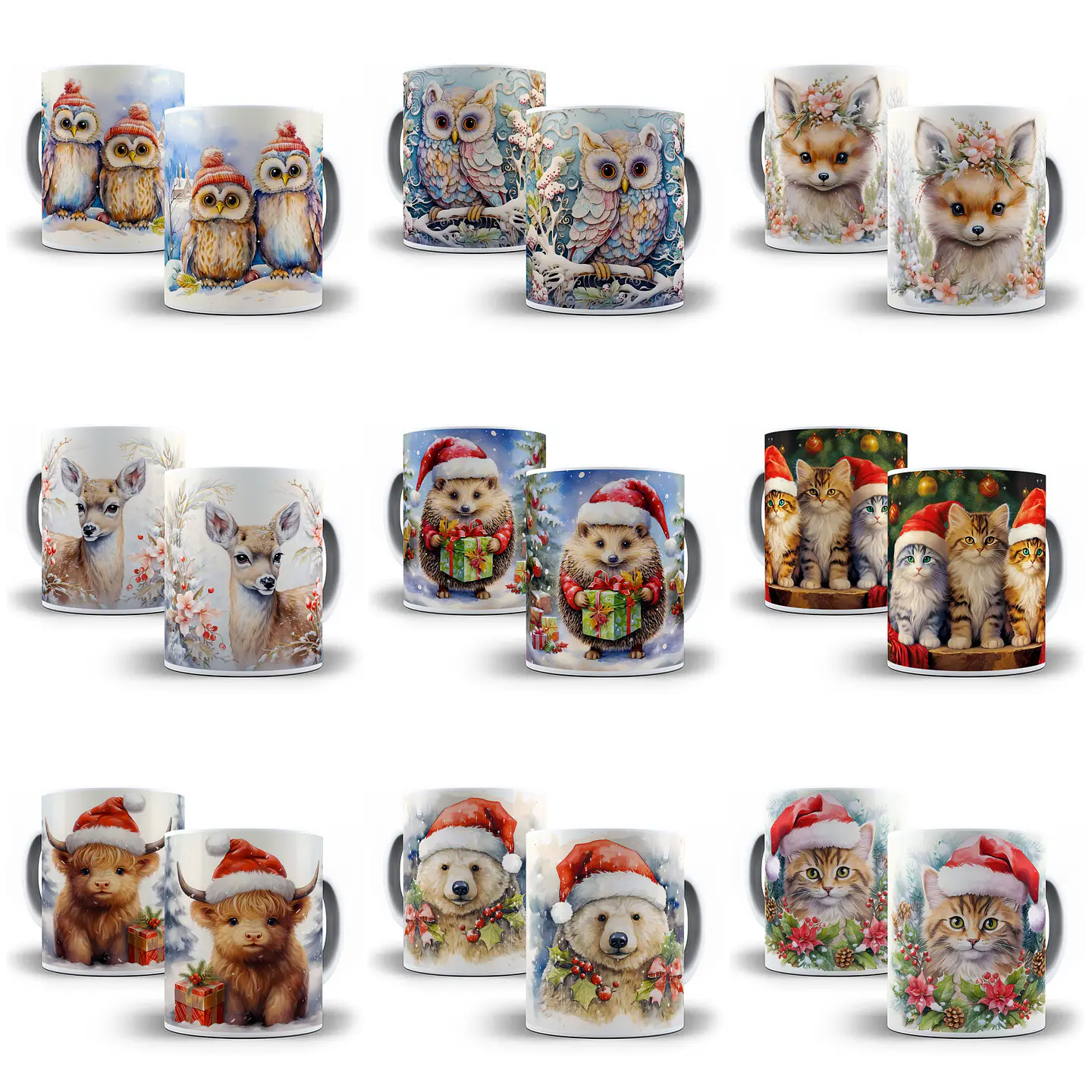 50 Artes para Caneca Animais Natalinos 3d Arquivo em Jpg  4