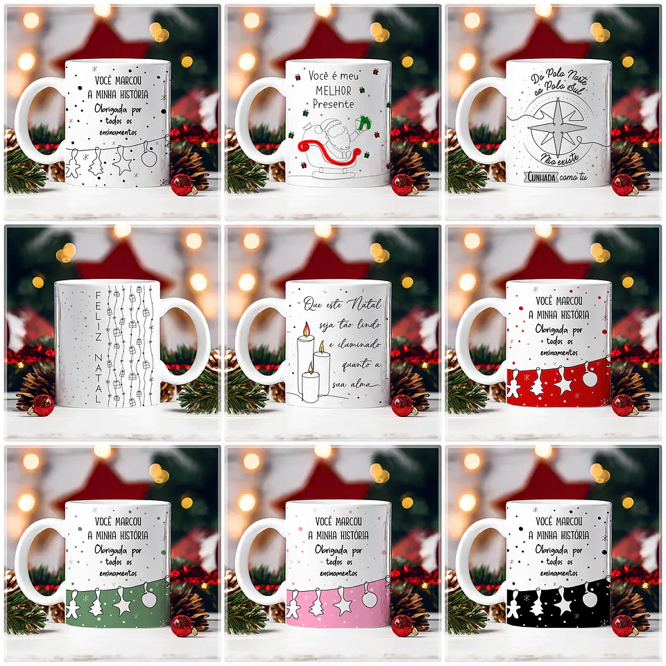 30 Artes para Caneca Natal em Linhas Arquivo em Jpg 6