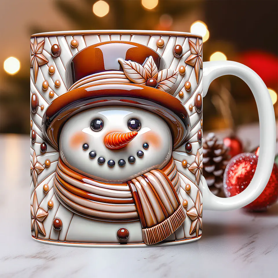30 Artes para Caneca Bonecos de Neve Inflados 3D Arquivo em Jpg  12