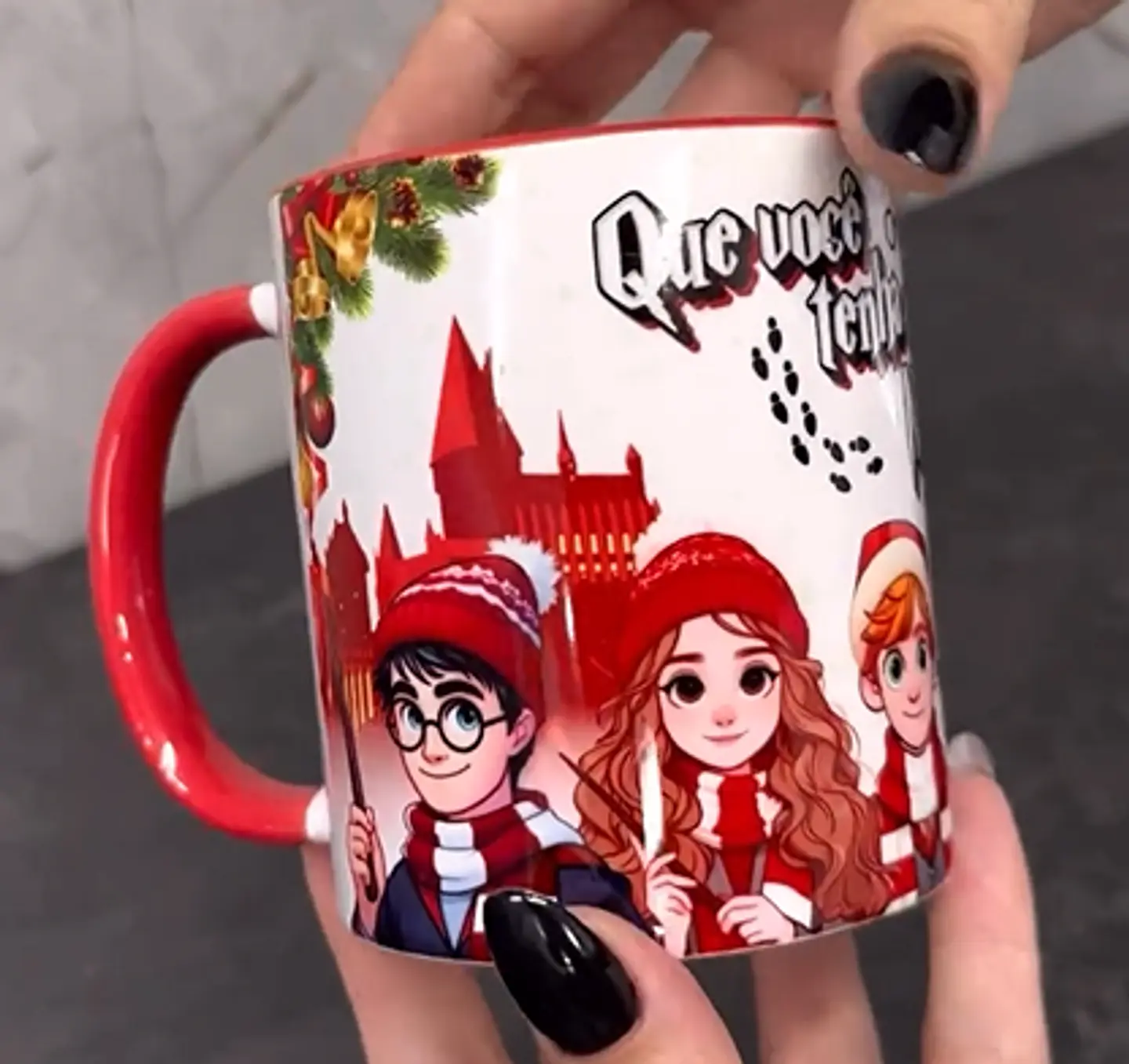 Arte Caneca Natal Harry Potter Arquivo em Jpg  2