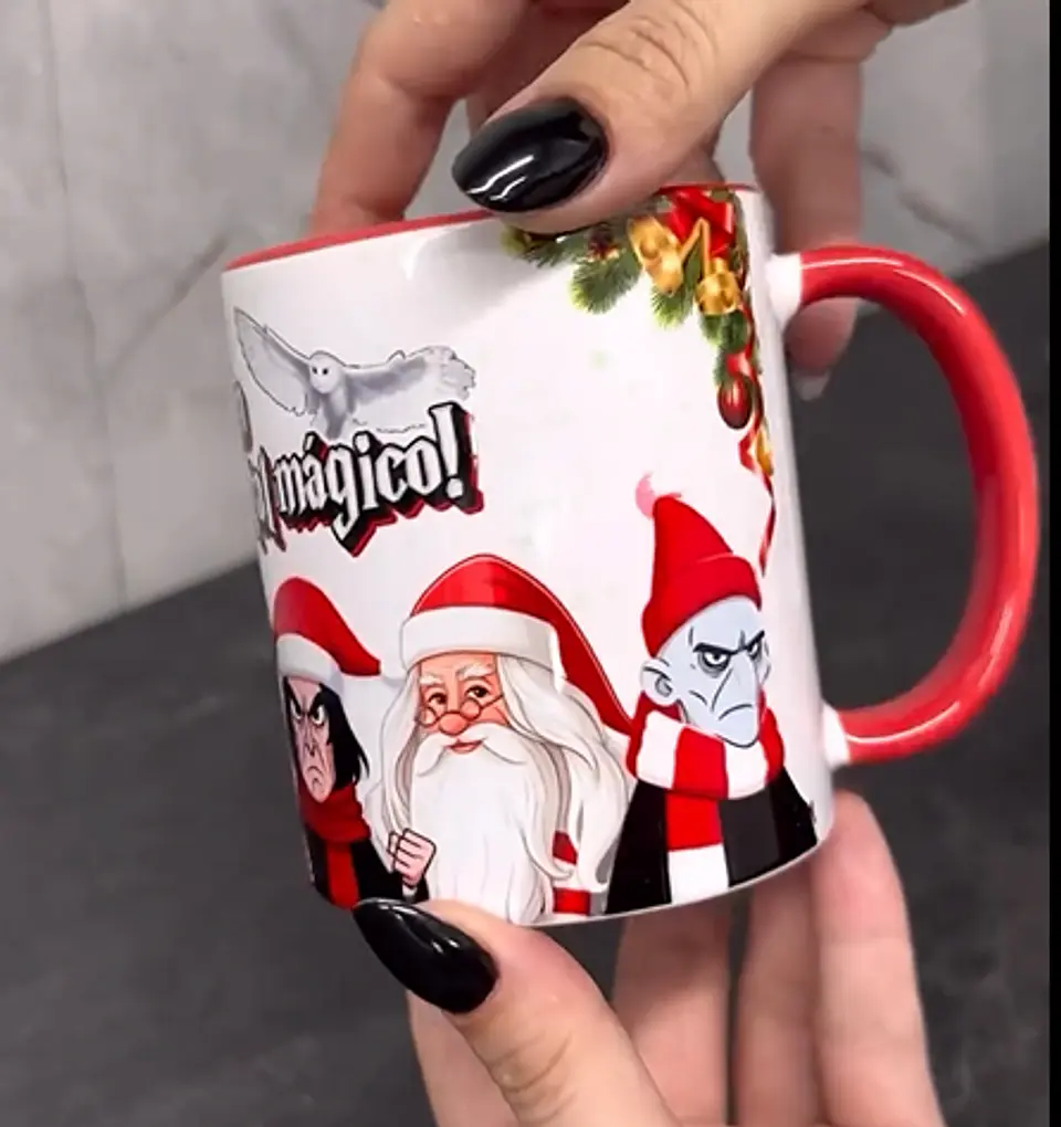 Arte Caneca Natal Harry Potter Arquivo em Jpg  3