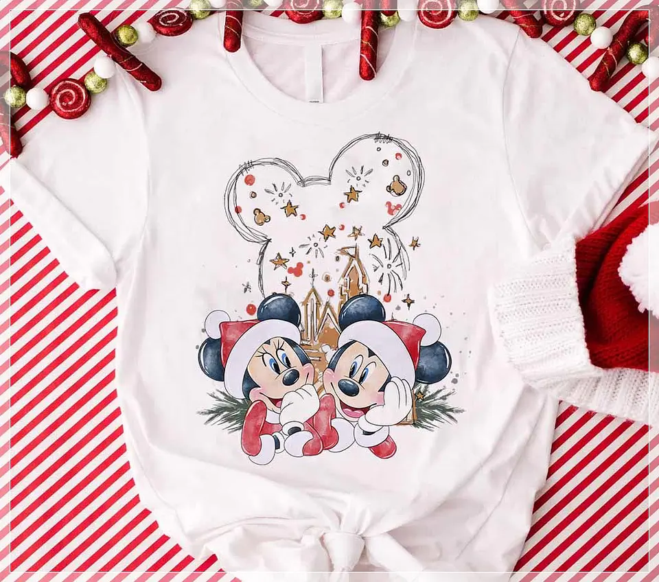 6 Artes para Camisa Natal Mickey e Minnie Arquivo em CorelDraw 7