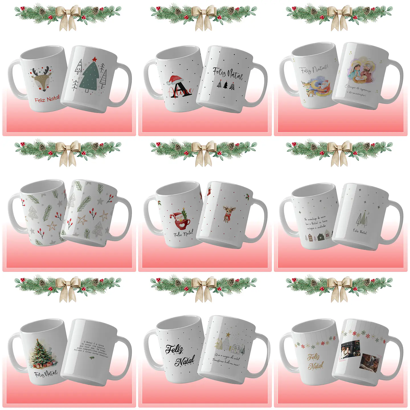 40 Artes para Caneca Alfabeto Natal Minimalista e Outras Arquivo em CorelDraw 2