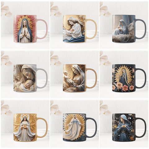 25 Artes para Caneca Santinhas em 3D Arquivo em Jpg 