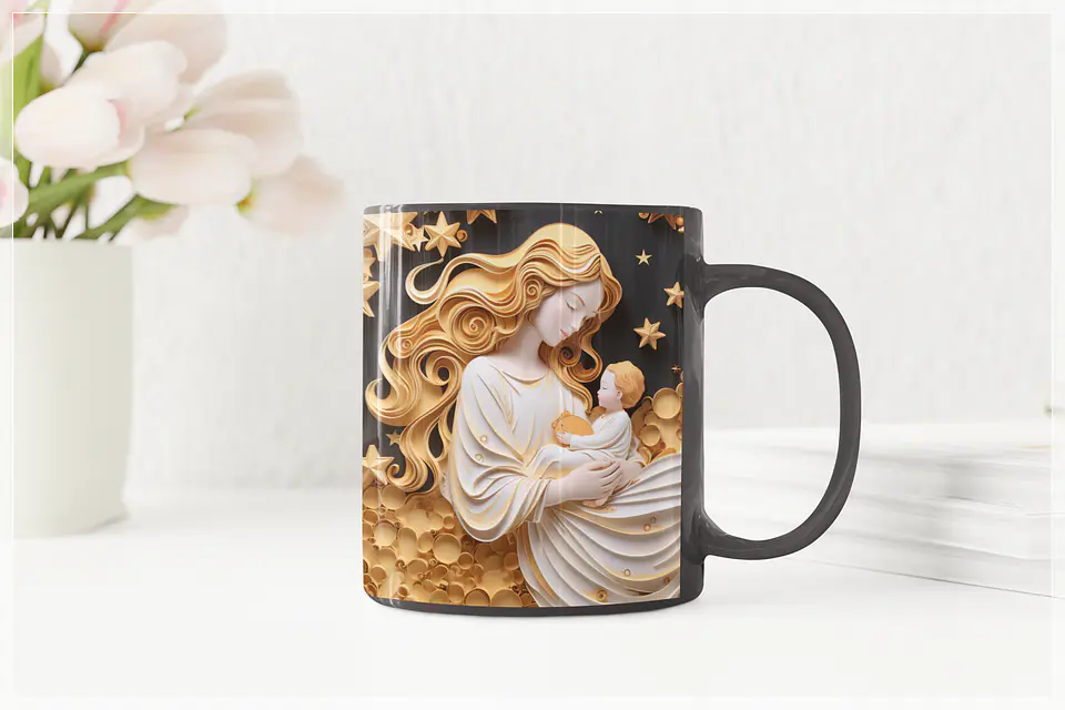 25 Artes para Caneca Santinhas em 3D Arquivo em Jpg  3