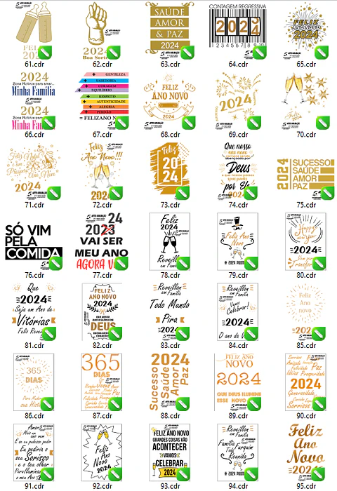 100 Arquivos em Vetor Ano Novo 2024 em CorelDraw