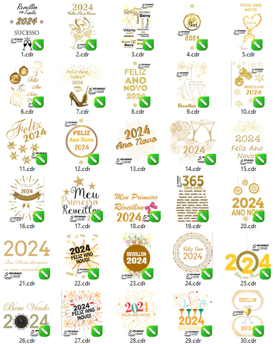 100 Arquivos em Vetor Ano Novo 2024 em CorelDraw 2