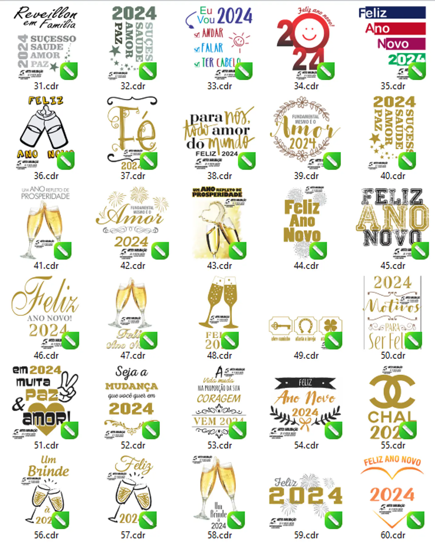 100 Arquivos em Vetor Ano Novo 2024 em CorelDraw 3