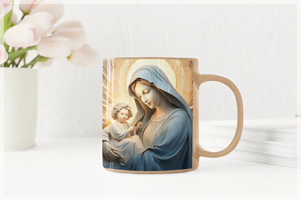 25 Artes para Caneca Santinhas em 3D Arquivo em Jpg  5