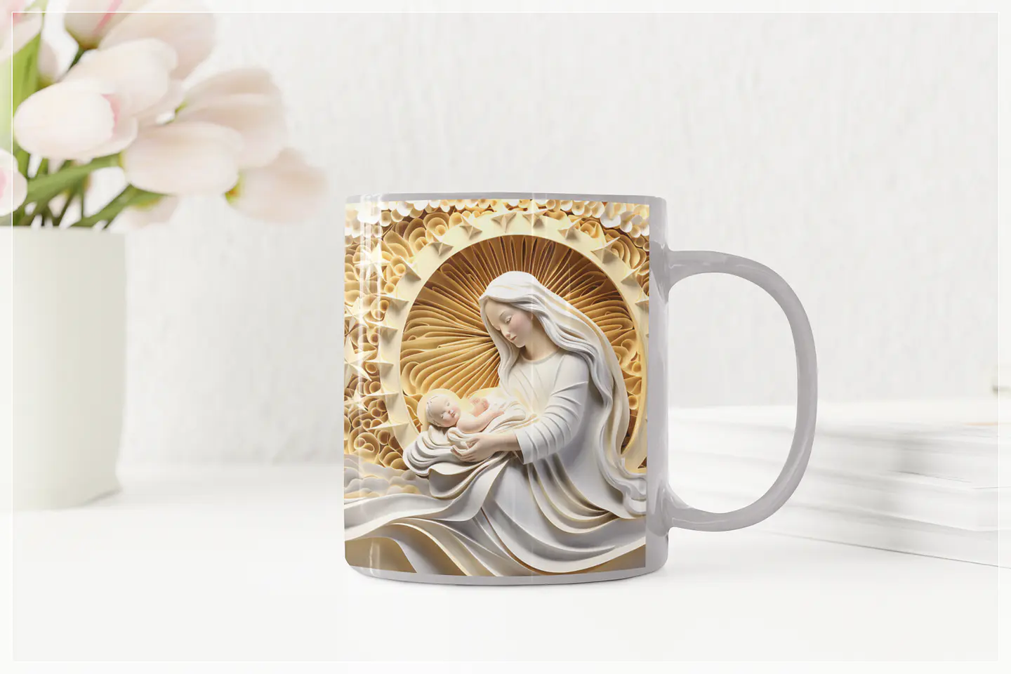 25 Artes para Caneca Santinhas em 3D Arquivo em Jpg  6