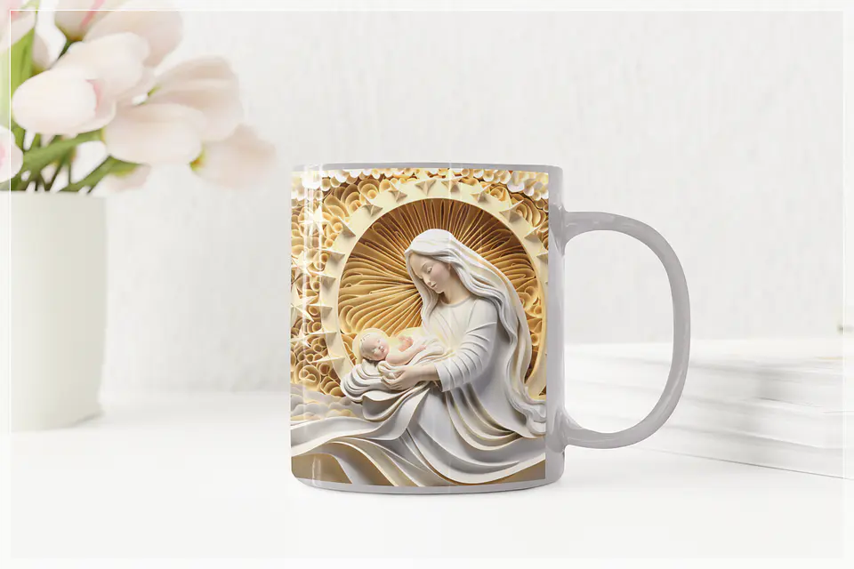 25 Artes para Caneca Santinhas em 3D Arquivo em Jpg  6