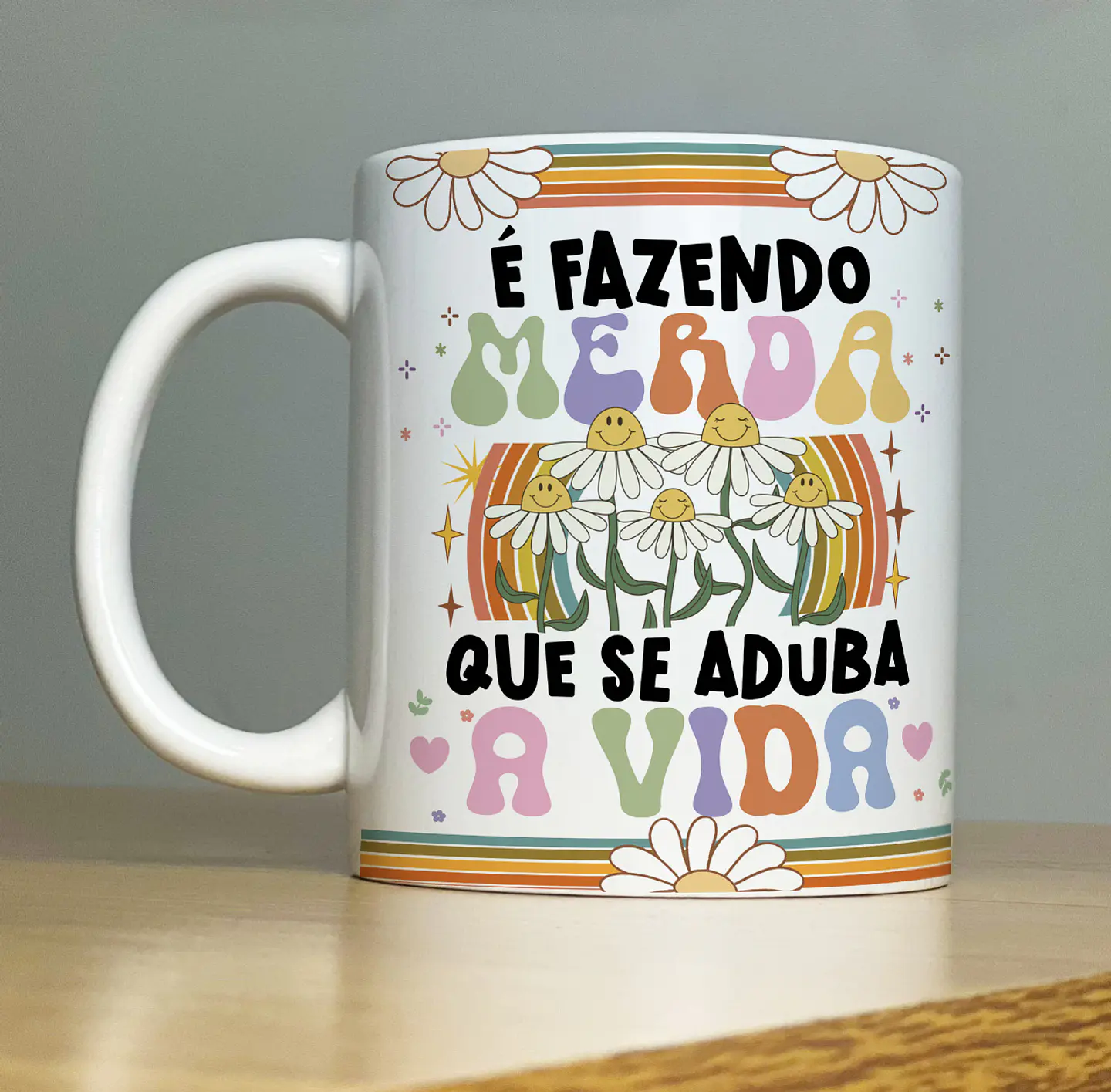 Arte Caneca É fazendo merda que se aduba a vida Arquivo Png 1