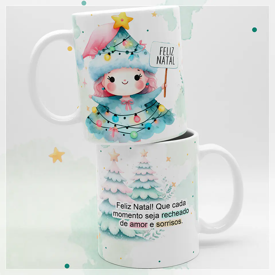 13 Artes para Caneca Doce Natal Aquarelado em Jpg 2