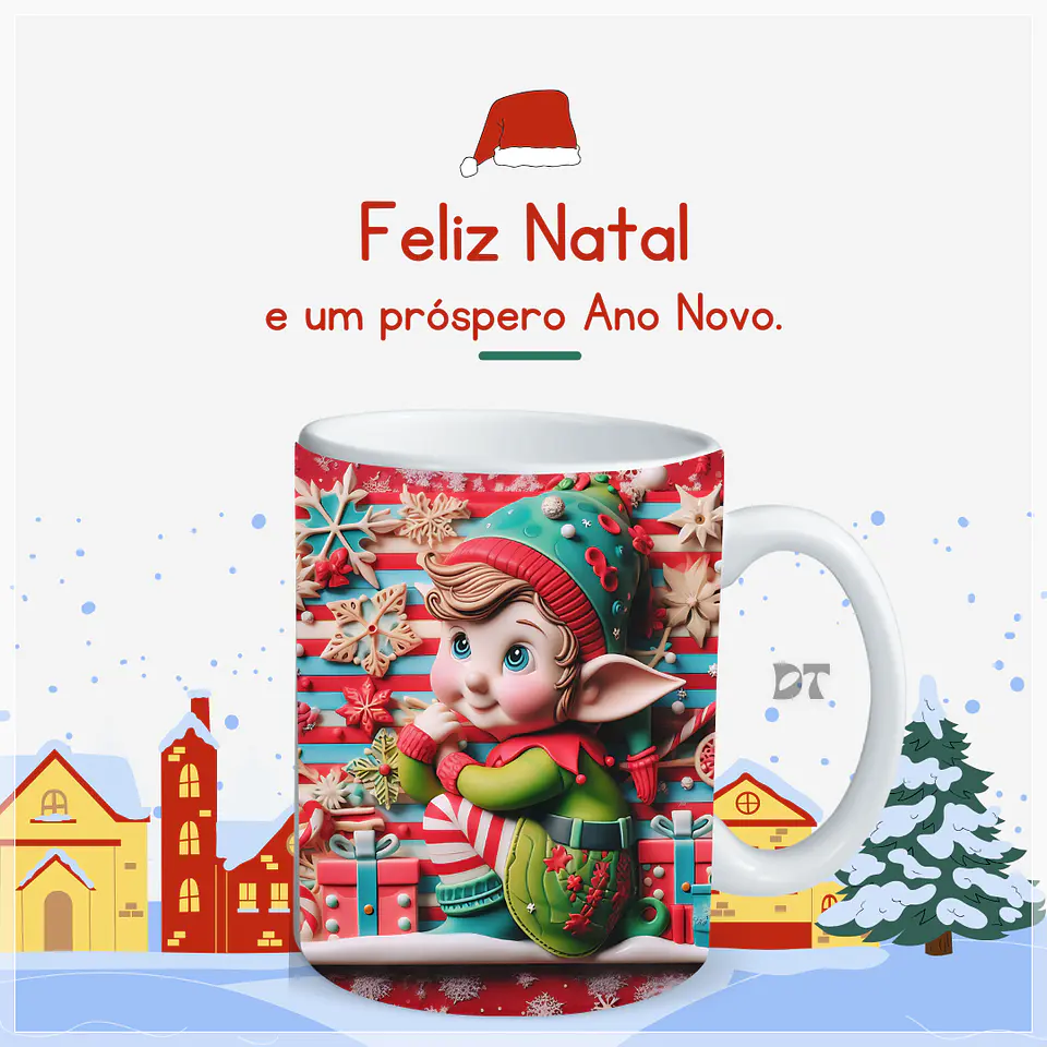22 Artes para Caneca Elfos Natalinos 3D em Jpg  2