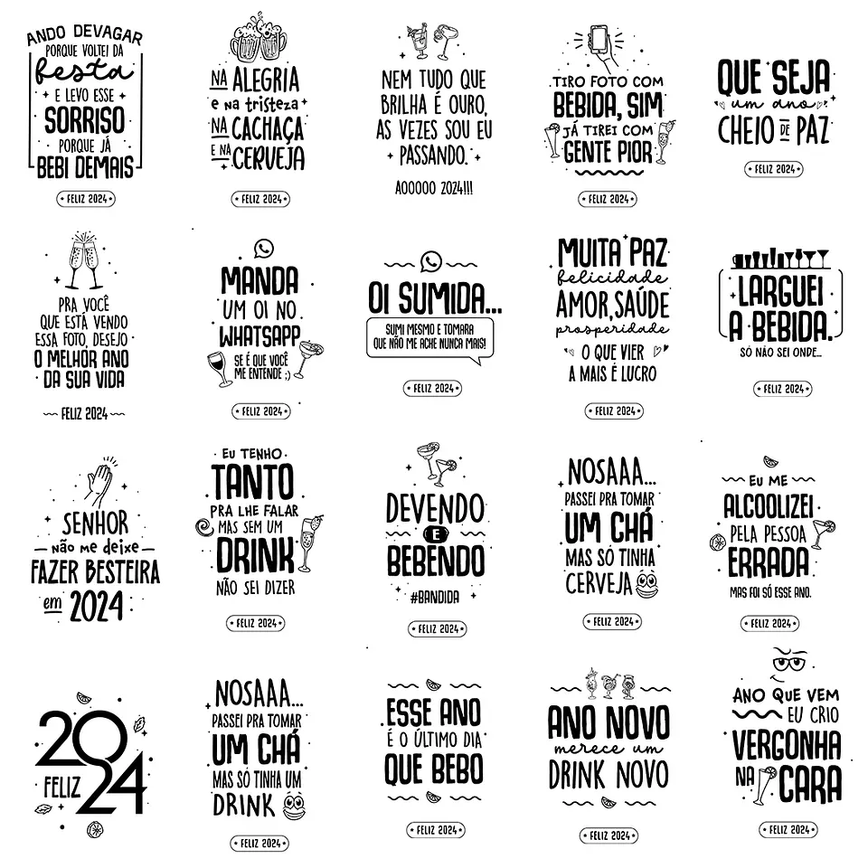Pack Beer Reveillon Frases 2024 em Png  2