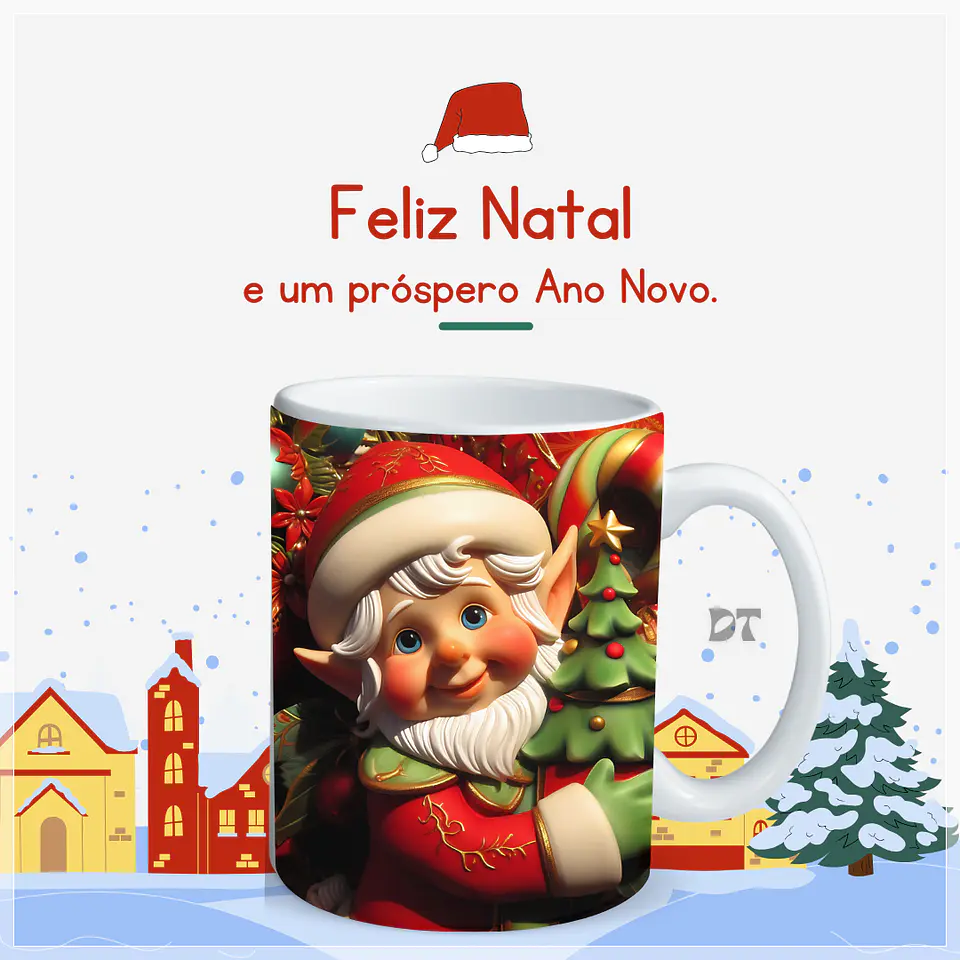 22 Artes para Caneca Elfos Natalinos 3D em Jpg  3