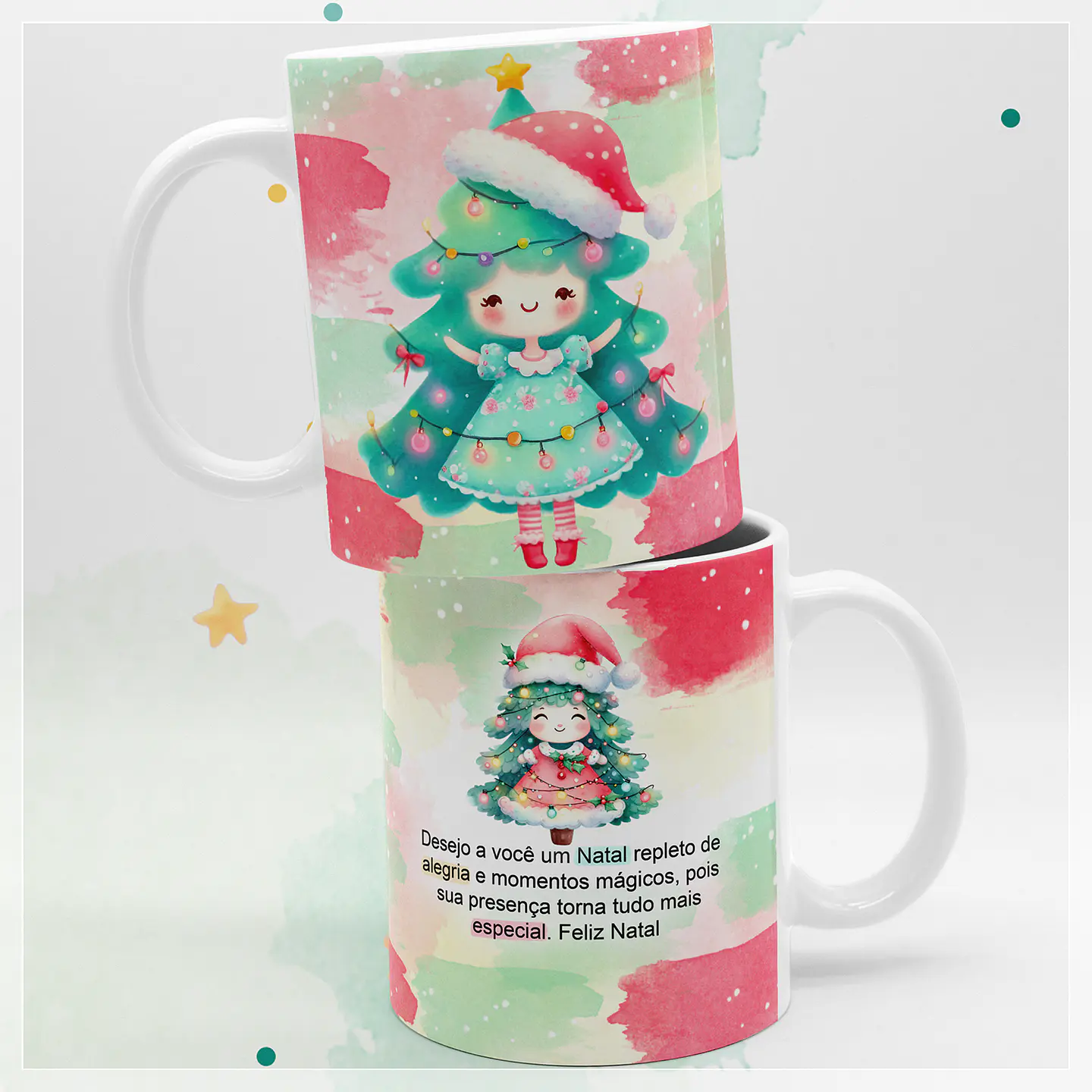 13 Artes para Caneca Doce Natal Aquarelado em Jpg 6