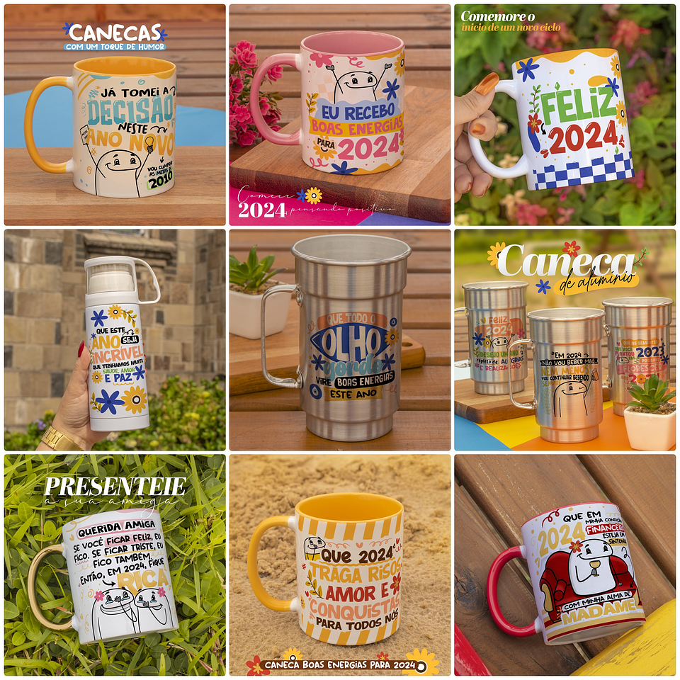 20 Artes Caneca Flork Ano Novo 2024 Arquivo em Jpg 2