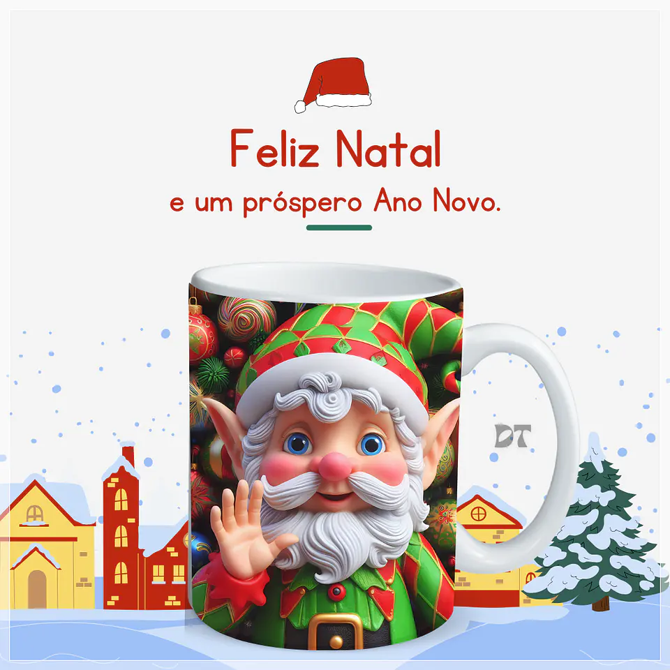 22 Artes para Caneca Elfos Natalinos 3D em Jpg  15