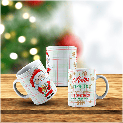 10 Artes para Caneca Natalina Papai Noel Arquivo Editável + Png