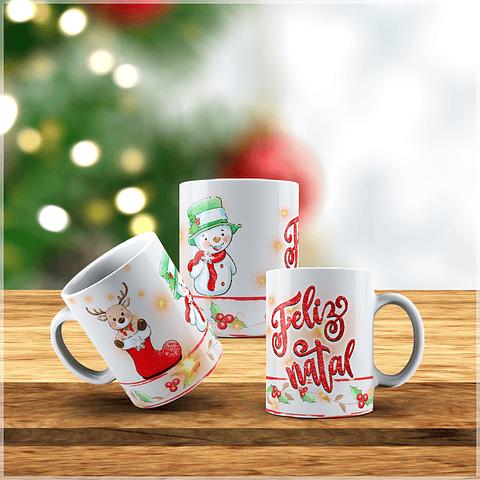 10 Artes para Caneca Natalina Papai Noel Arquivo Editável + Png