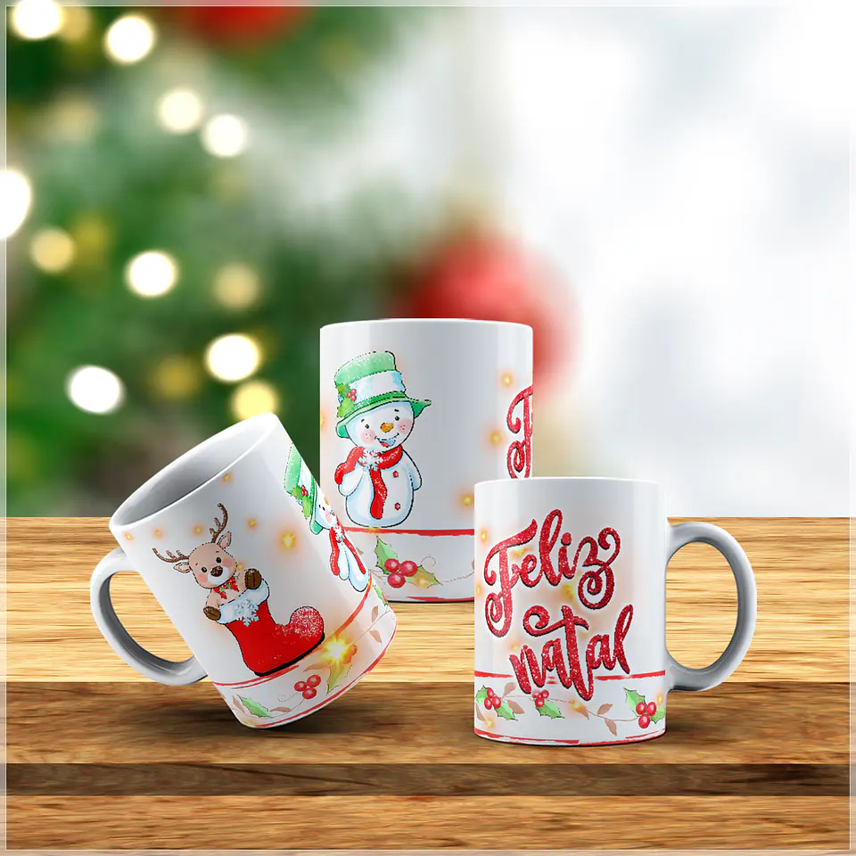 10 Artes para Caneca Natalina Papai Noel Arquivo Editável + Png 2