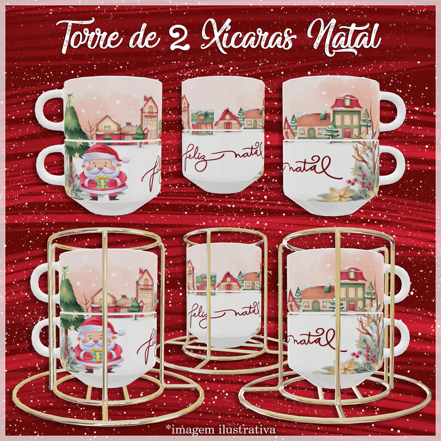 Artes para Torre de Xicaras Natalina em Jpg 1