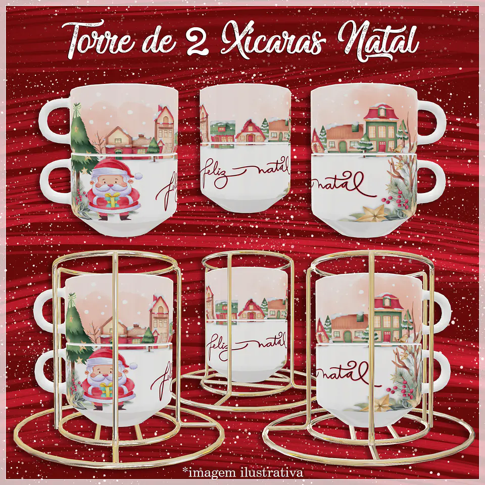 Artes para Torre de Xicaras Natalina em Jpg 1