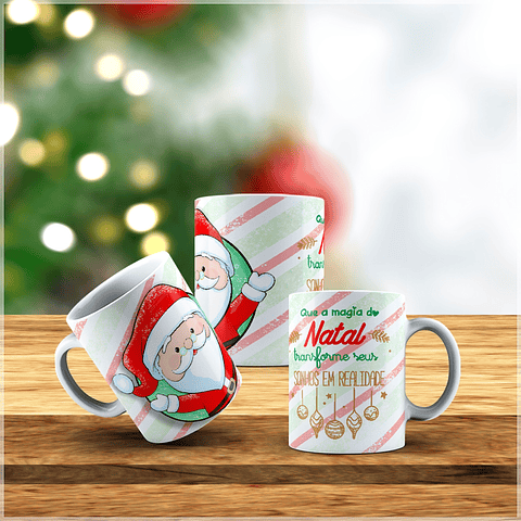 10 Artes para Caneca Natalina Papai Noel Arquivo Editável + Png