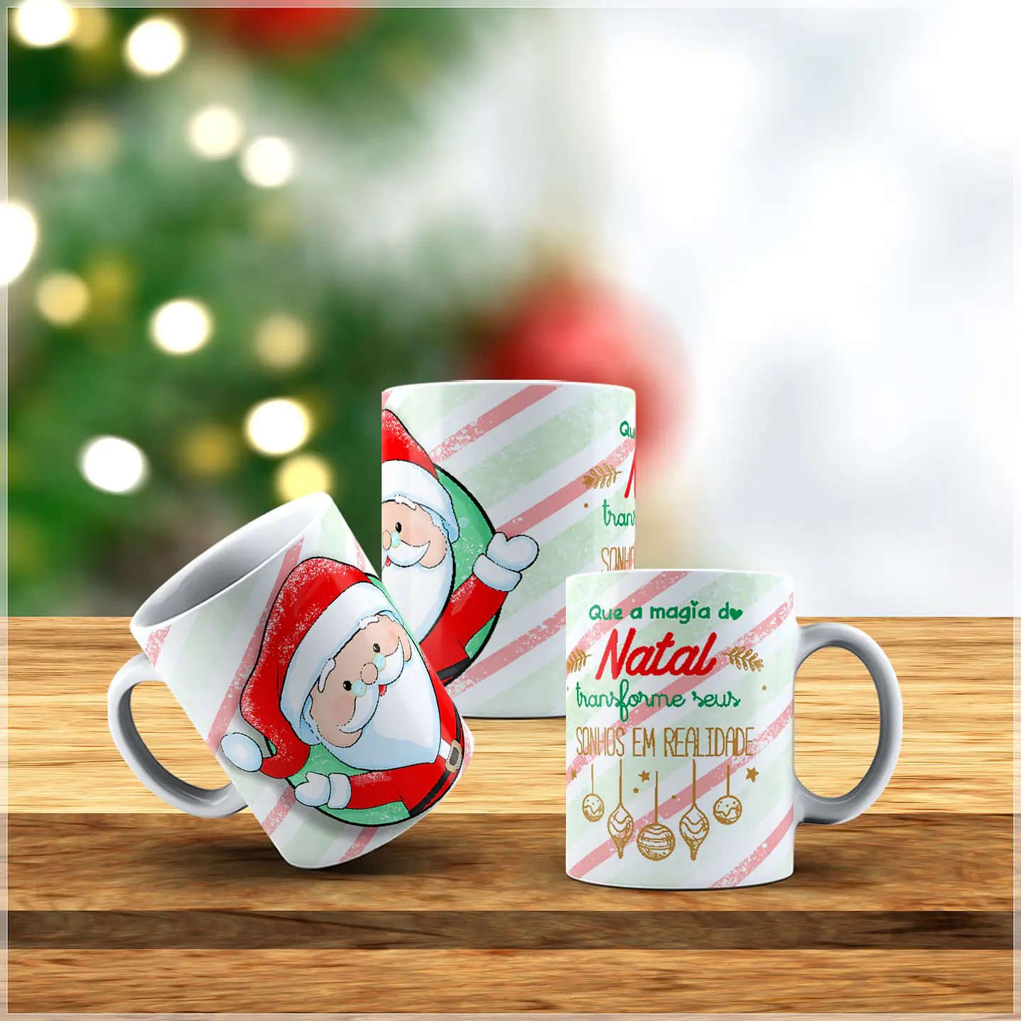 10 Artes para Caneca Natalina Papai Noel Arquivo Editável + Png 4