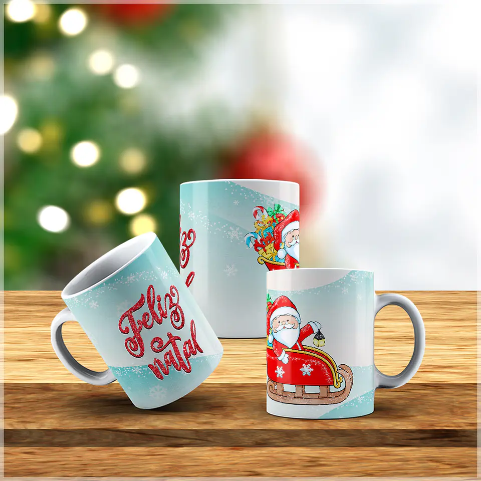 10 Artes para Caneca Natalina Papai Noel Arquivo Editável + Png 5