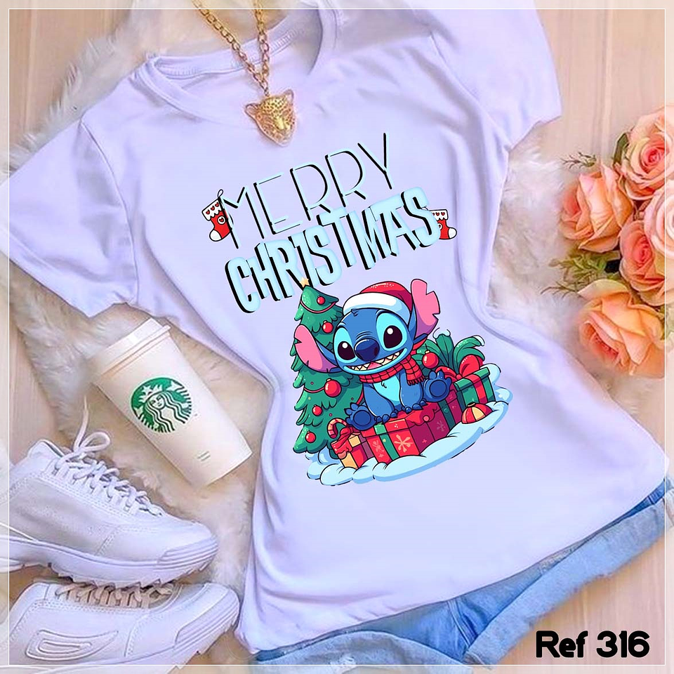 10 Artes para Camisa Stitchi Natalino Arquivo Editável + Png 9