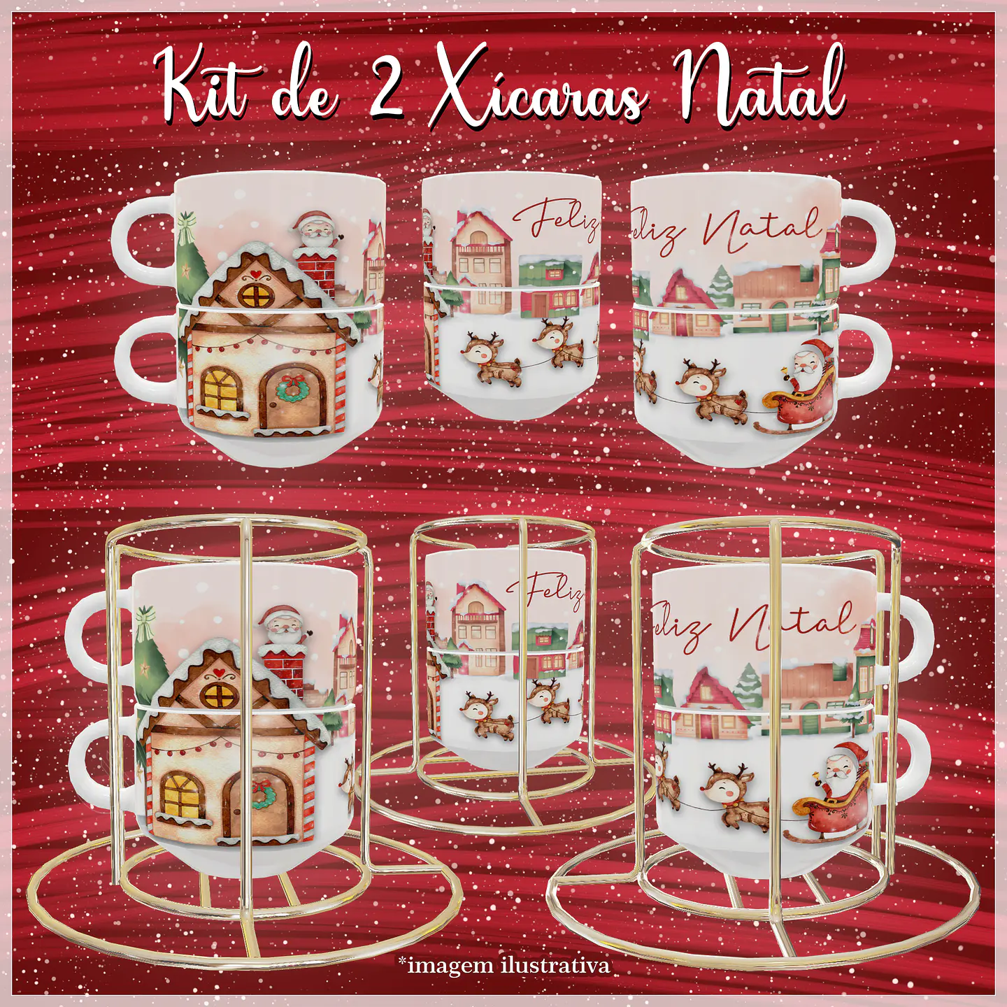 Artes para Torre de Xicaras Natalina em Jpg 2