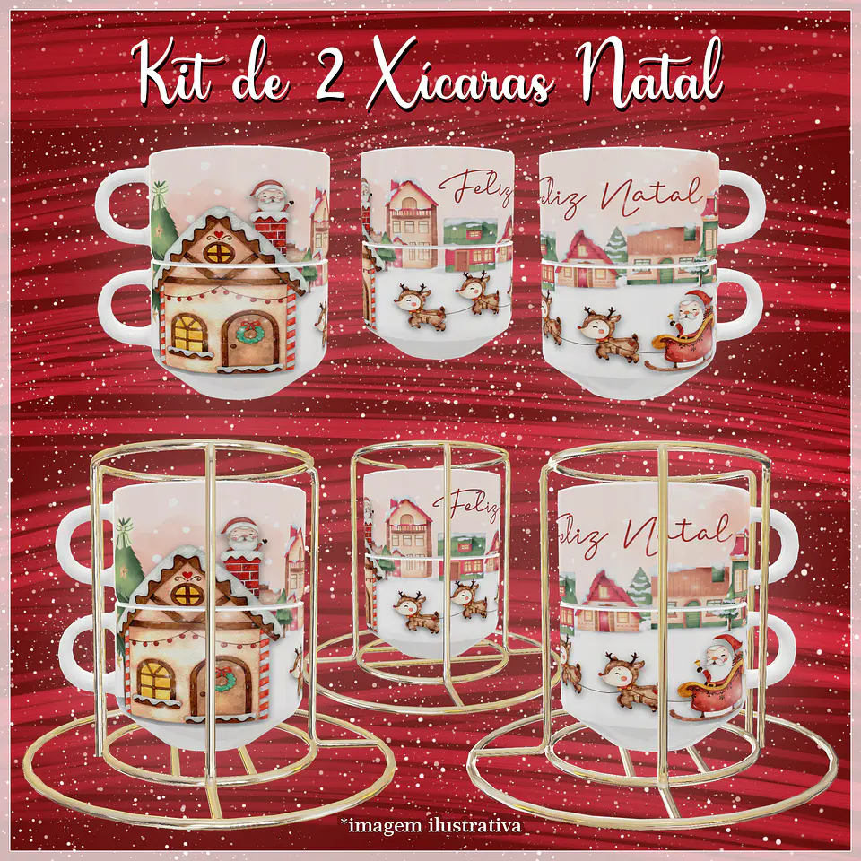 Artes para Torre de Xicaras Natalina em Jpg 2
