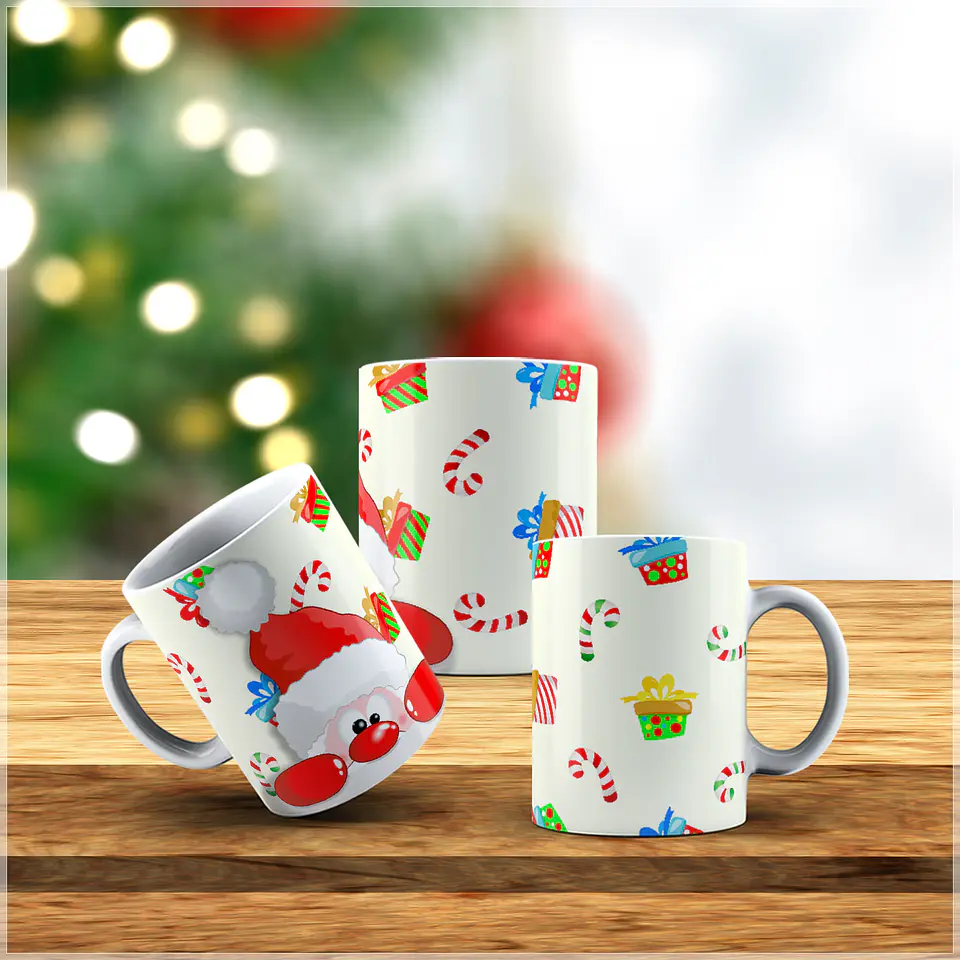 10 Artes para Caneca Natalina Papai Noel Arquivo Editável + Png 6