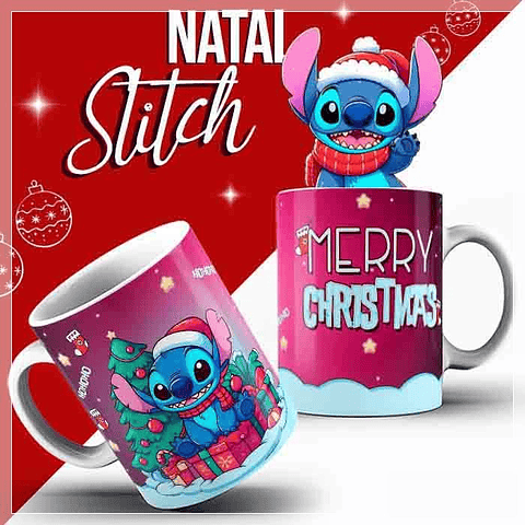 10 Artes para Caneca Stitich Natal Arquivo Editável + Png