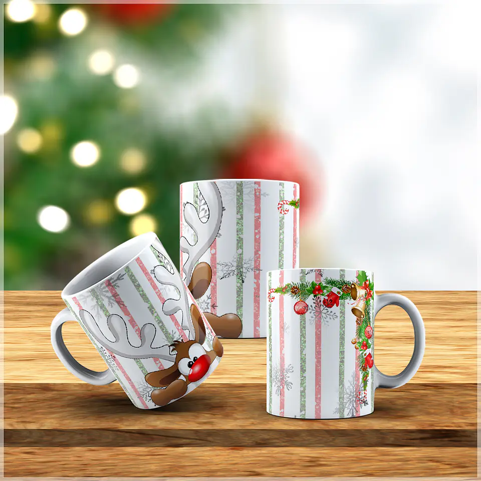10 Artes para Caneca Natalina Papai Noel Arquivo Editável + Png 8