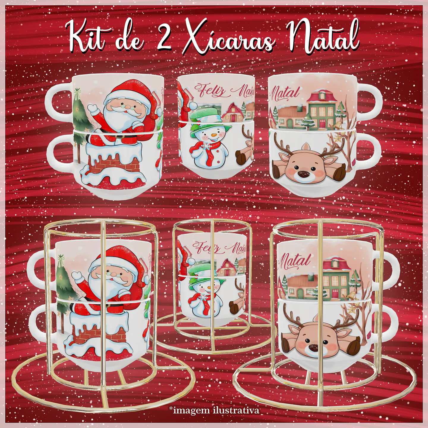 Artes para Torre de Xicaras Natalina em Jpg 3