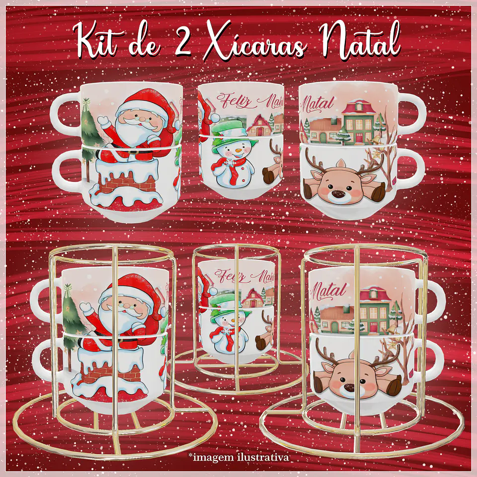 Artes para Torre de Xicaras Natalina em Jpg 3
