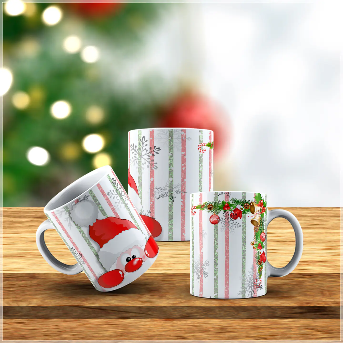 10 Artes para Caneca Natalina Papai Noel Arquivo Editável + Png 9