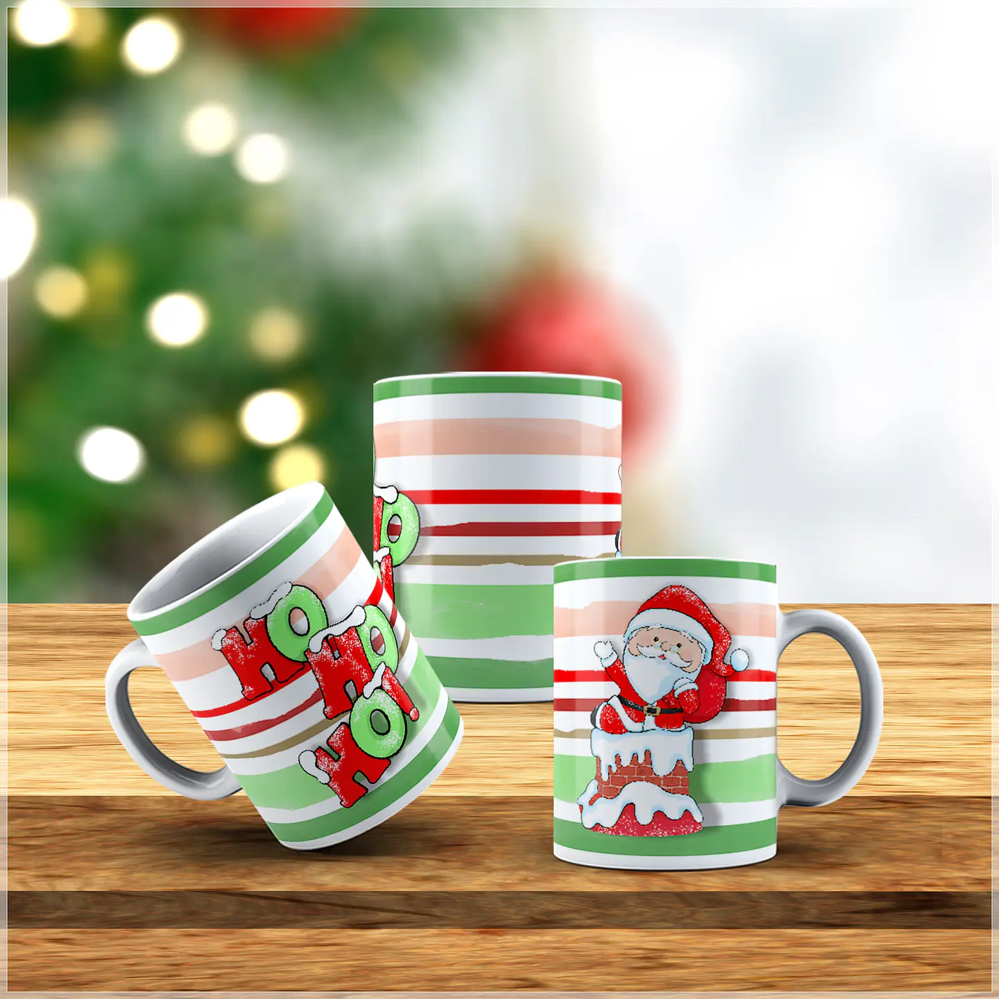 10 Artes para Caneca Natalina Papai Noel Arquivo Editável + Png 10