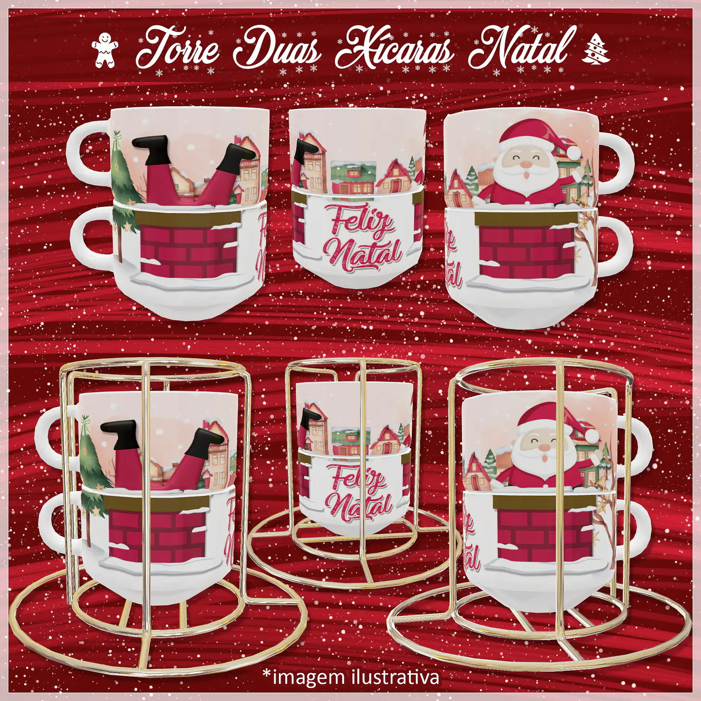 Artes para Torre de Xicaras Natalina em Jpg 4