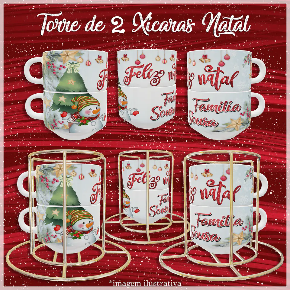 Artes para Torre de Xicaras Natalina em Jpg 5