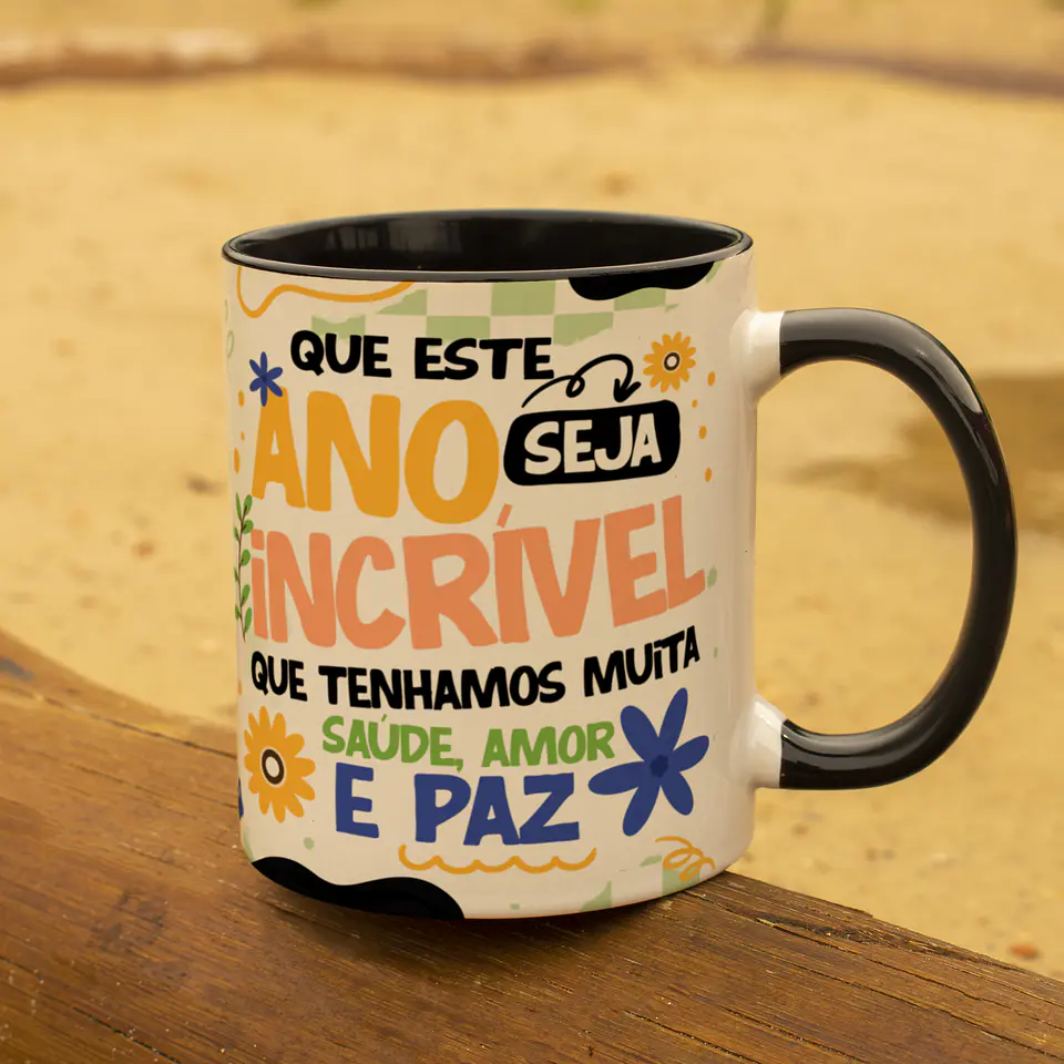 Arte Caneca ou Garrafa Ano Novo Que este ano seja incrível que tenhamos muita saúde, amor e paz Arquivo Png 2